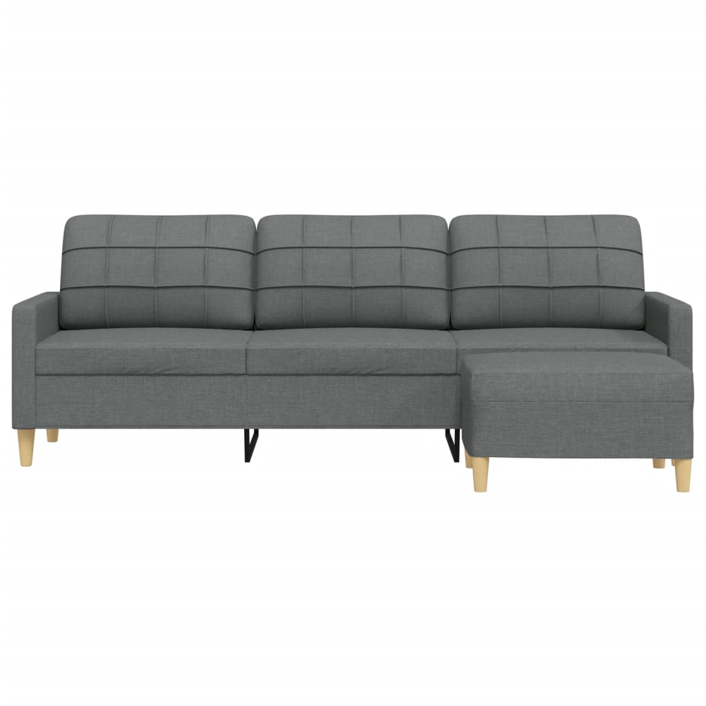 3-personers sofa med fodskammel 210 cm stof Mørkegrå