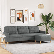 3-personers sofa med fodskammel 210 cm stof Mørkegrå