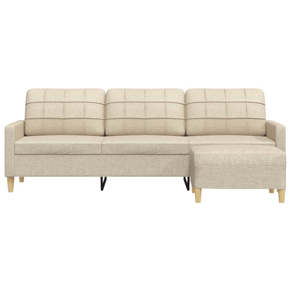 3-personers sofa med fodskammel 210 cm stof Cremefarvet
