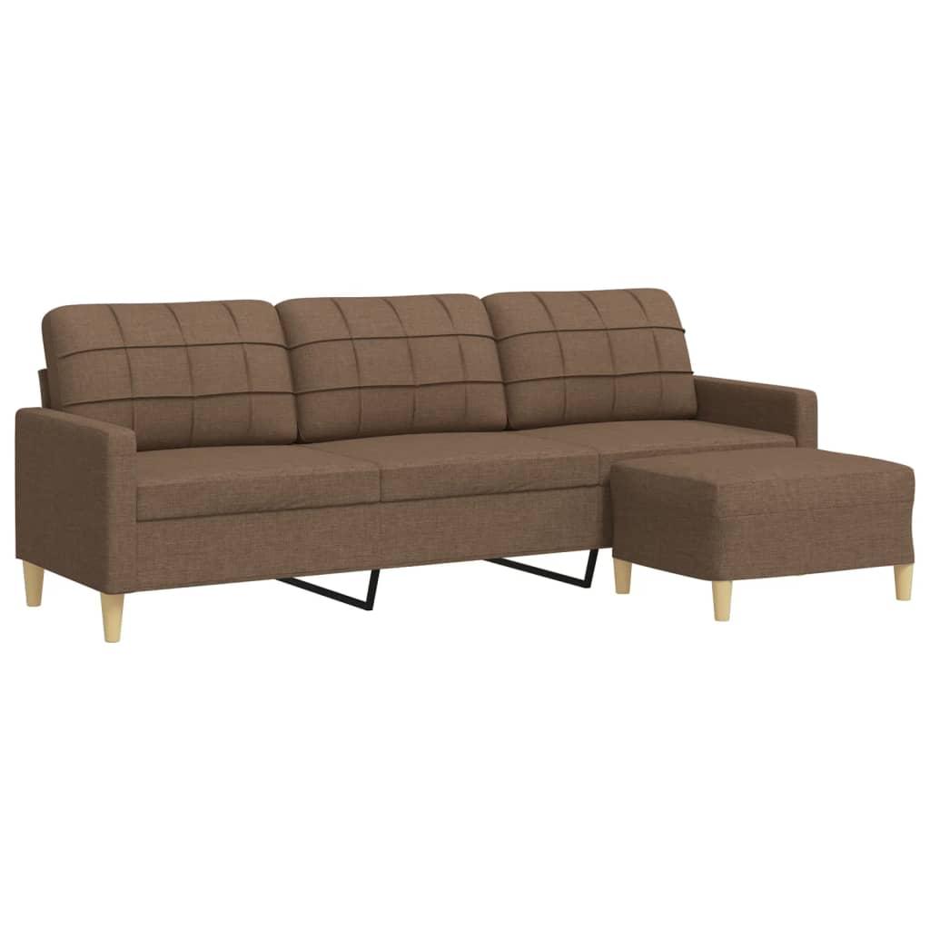 3-personers sofa med fodskammel 210 cm stof Brun