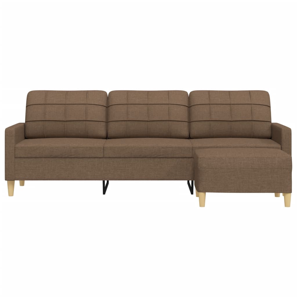 3-personers sofa med fodskammel 210 cm stof Brun