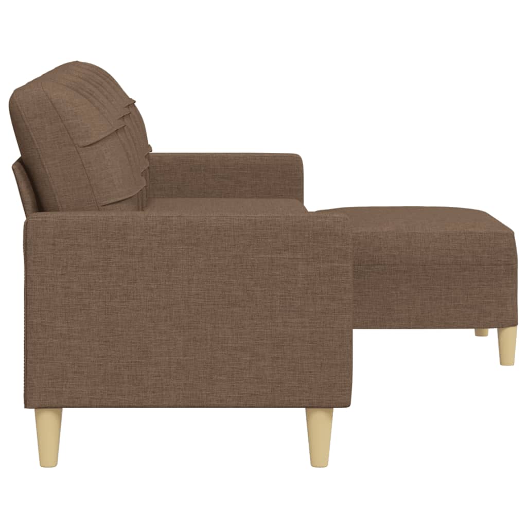 3-personers sofa med fodskammel 210 cm stof Brun
