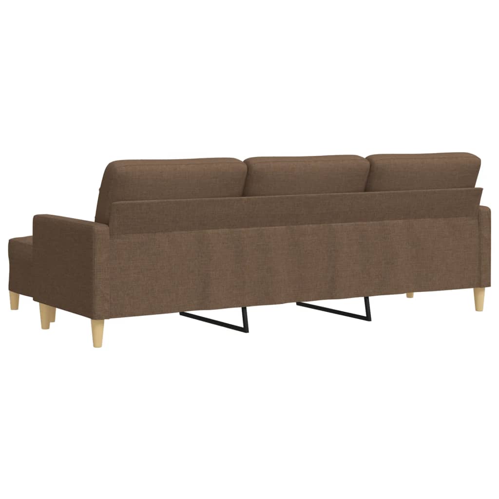 3-personers sofa med fodskammel 210 cm stof Brun