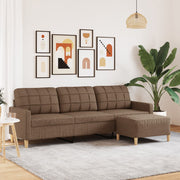 3-personers sofa med fodskammel 210 cm stof Brun
