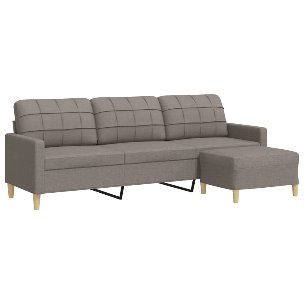 3-personers sofa med fodskammel 210 cm stof Gråbrun