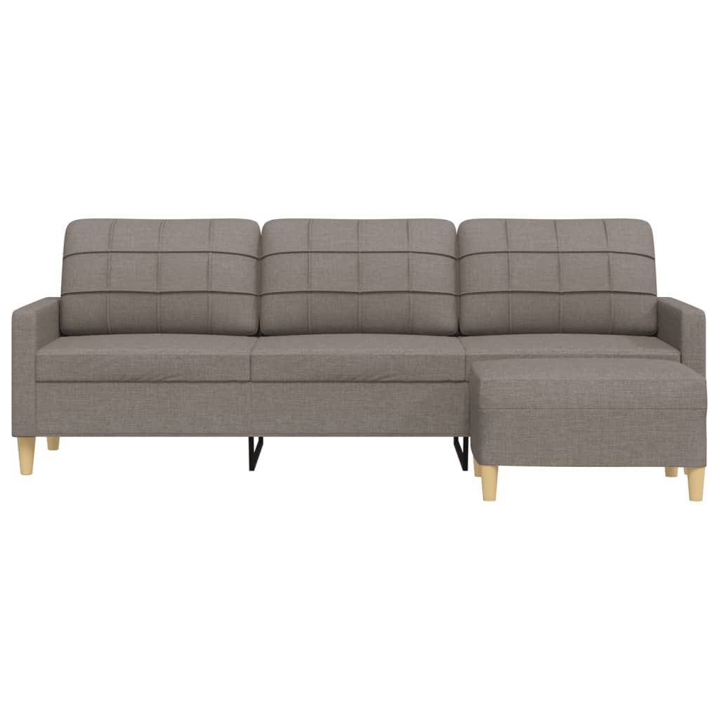 3-personers sofa med fodskammel 210 cm stof Gråbrun