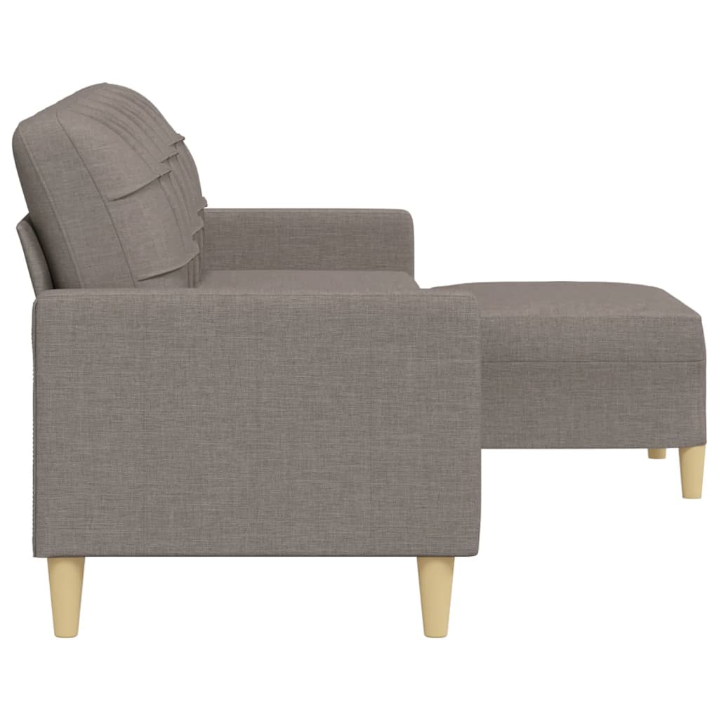3-personers sofa med fodskammel 210 cm stof Gråbrun