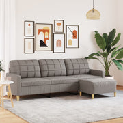 3-personers sofa med fodskammel 210 cm stof Gråbrun
