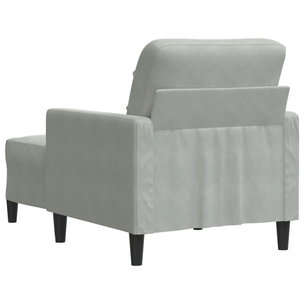 sofastol med fodskammel 60 cm velour lysegrå