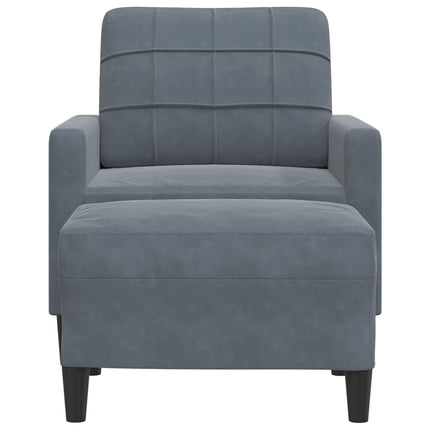 sofastol med fodskammel 60 cm velour mørkegrå