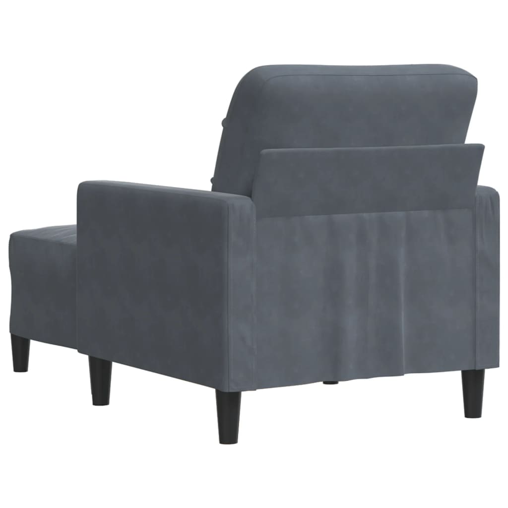 sofastol med fodskammel 60 cm velour mørkegrå