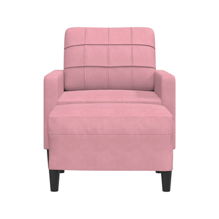 sofastol med fodskammel 60 cm velour lyserød