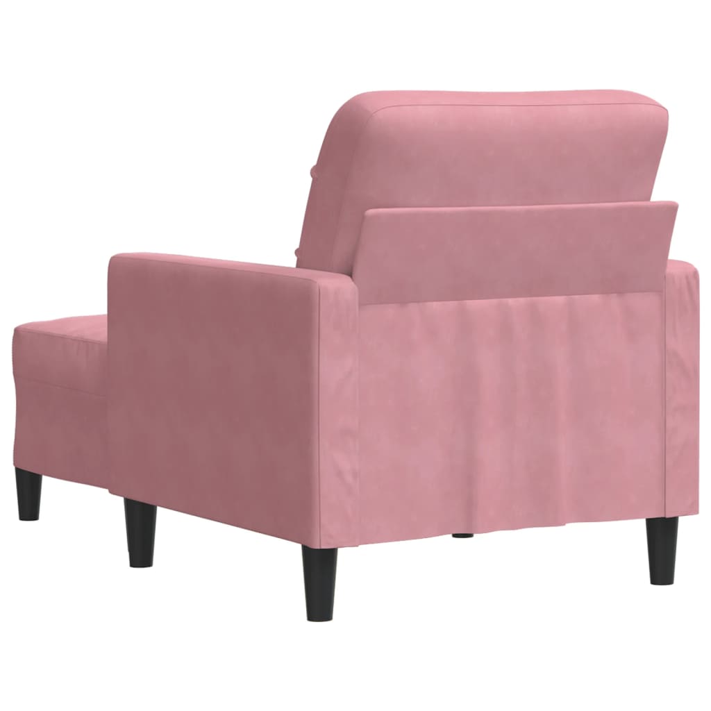 sofastol med fodskammel 60 cm velour lyserød