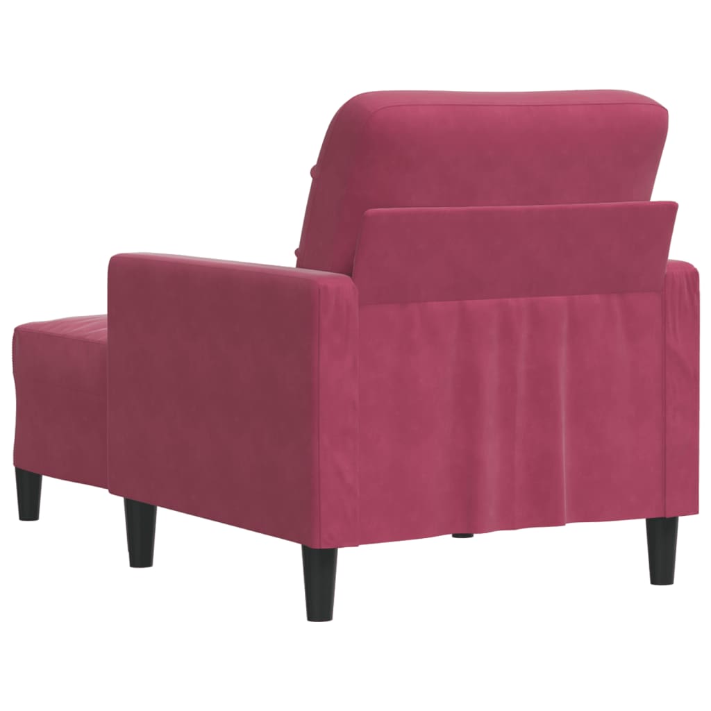 sofastol med fodskammel 60 cm velour vinrød