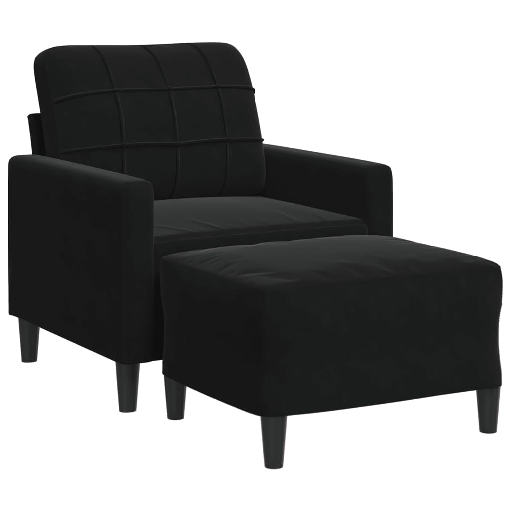 sofastol med fodskammel 60 cm velour sort