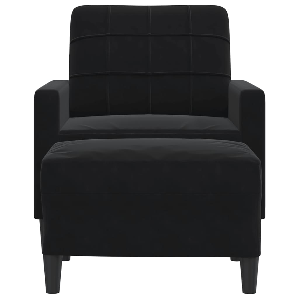 sofastol med fodskammel 60 cm velour sort