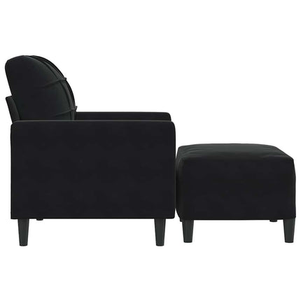 sofastol med fodskammel 60 cm velour sort