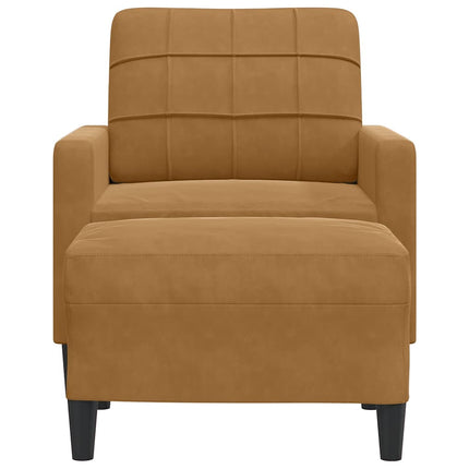 sofastol med fodskammel 60 cm velour brun