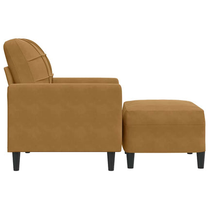 sofastol med fodskammel 60 cm velour brun