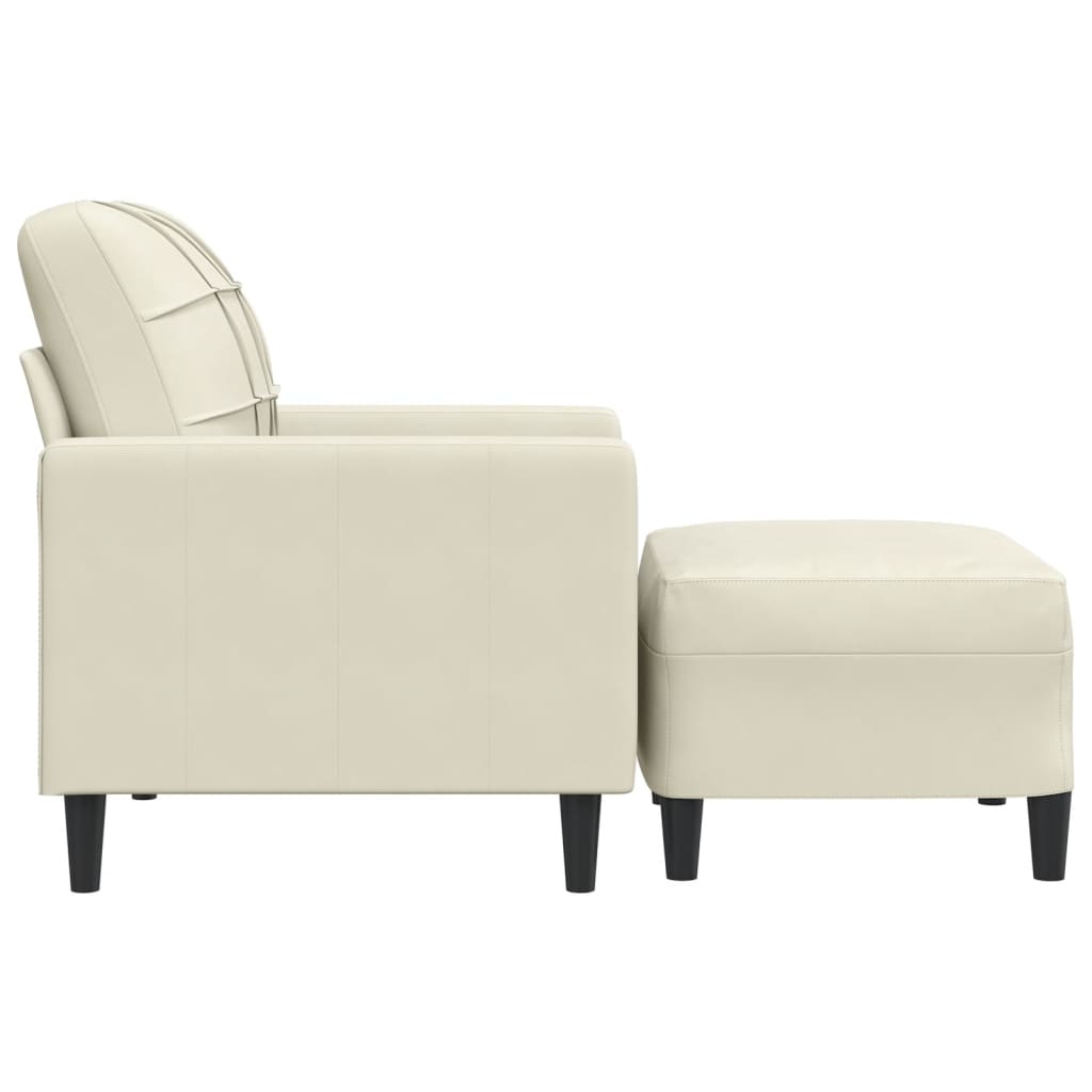 sofastol med fodskammel 60 cm velour cremefarvet