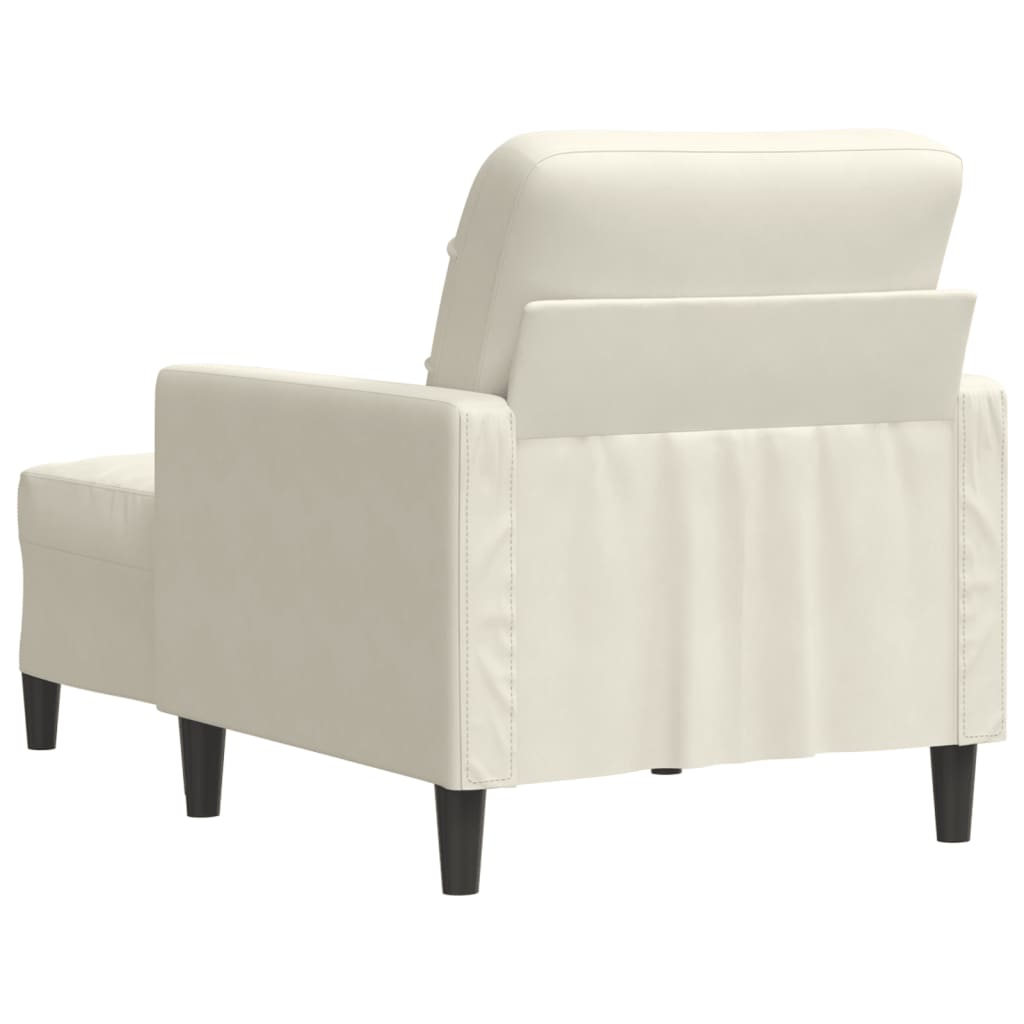 sofastol med fodskammel 60 cm velour cremefarvet