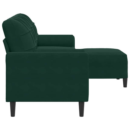 3-personers sofa med fodskammel 210 cm velour Mørkegrøn