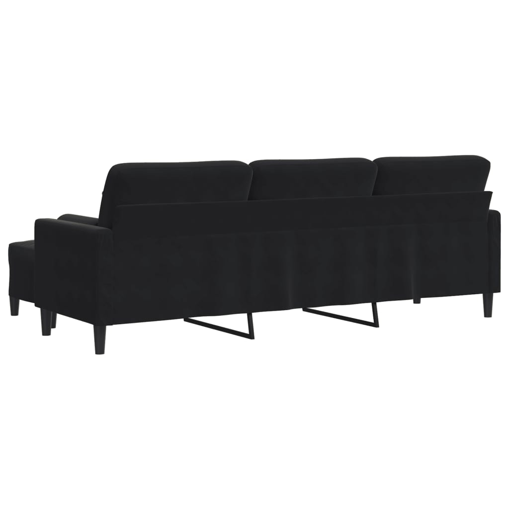 3-personers sofa med fodskammel 210 cm velour sort