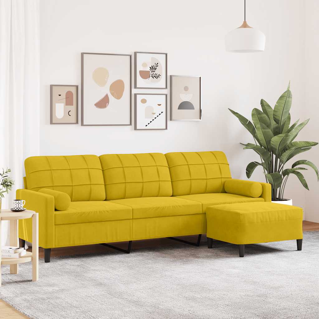 3-personers sofa med fodskammel 210 cm fljl gul