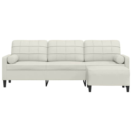 3-personers sofa med fodskammel 210 cm velour cremefarvet