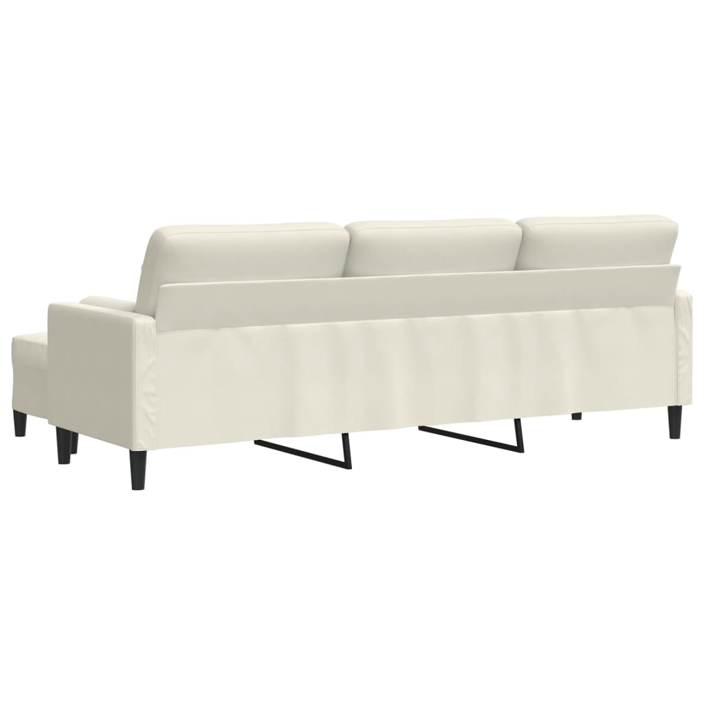 3-personers sofa med fodskammel 210 cm velour cremefarvet