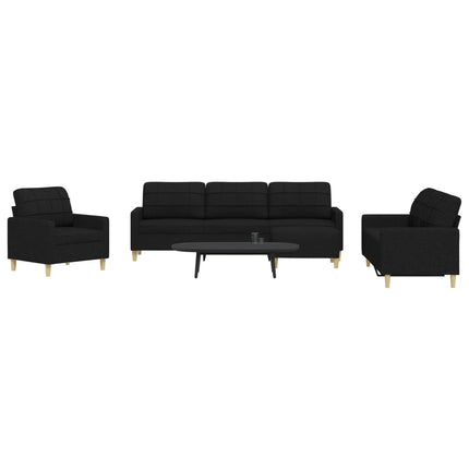 sofasæt 4 dele med fodskammel stof sort