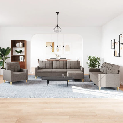 sofasæt 4 dele med fodskammel stof gråbrun