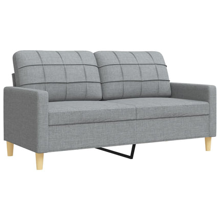 sofasæt 4 dele med fodskammel og pyntepuder stof lysegrå