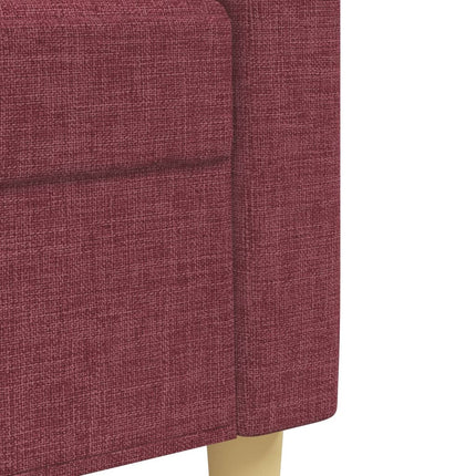sofasæt 4 dele med fodskammel og pyntepuder stof vinrød