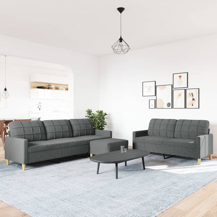 sofasæt 3 dele med fodskammel stof mørkegrå