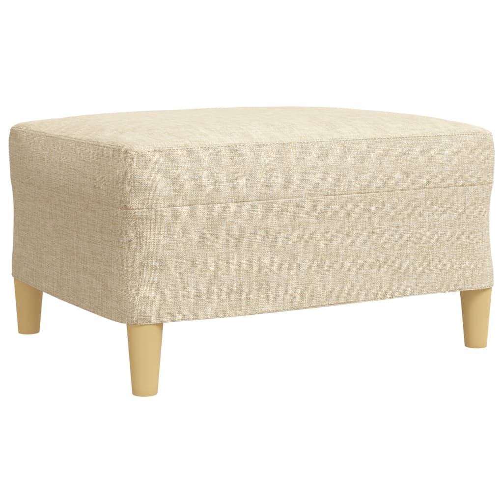 sofasæt 3 dele med fodskammel stof cremefarvet