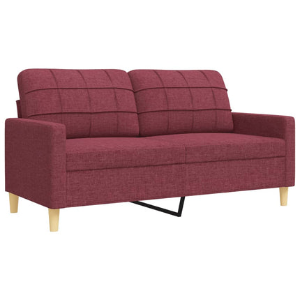 sofasæt 3 dele med fodskammel stof vinrød