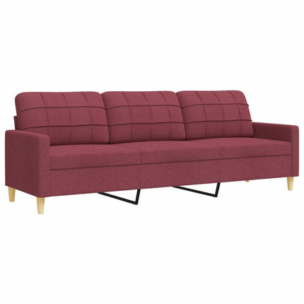 sofasæt 3 dele med fodskammel stof vinrød