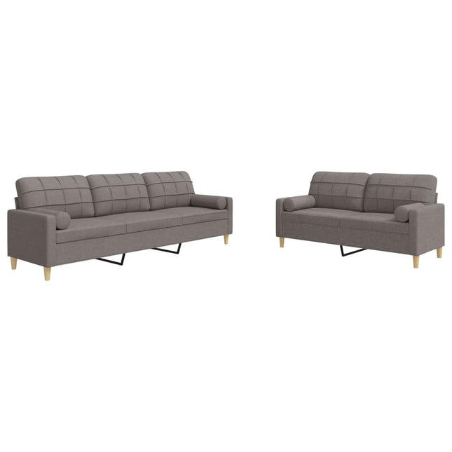 sofasæt 2 dele med pyntepuder stof gråbrun