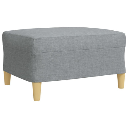 sofasæt 3 dele med fodskammel og pyntepuder stof lysegrå