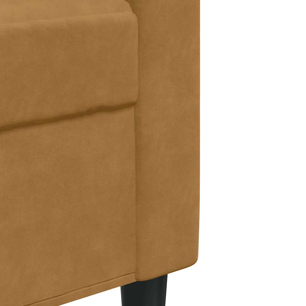 sofasæt 3 dele med hynder velour brun