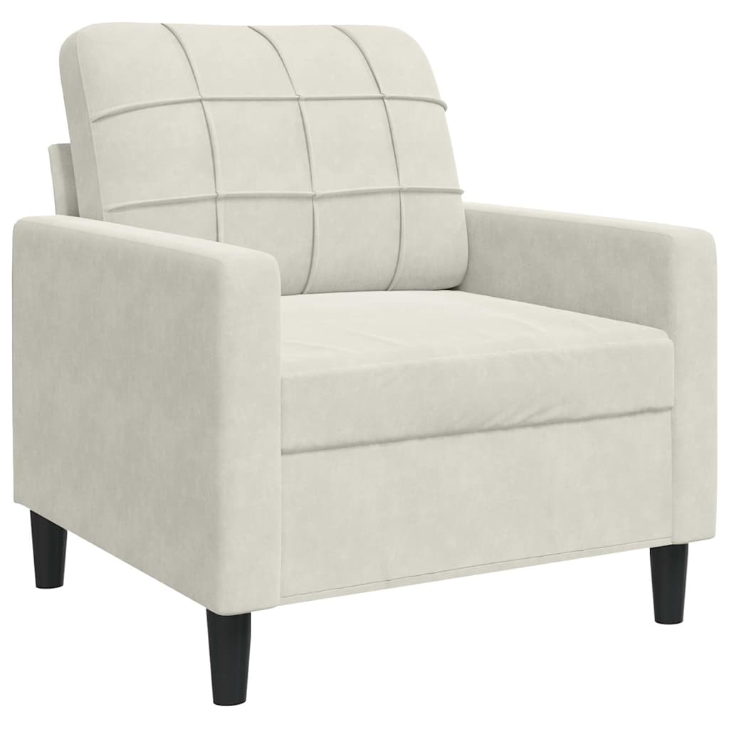 sofasæt 3 dele med hynder velour cremefarvet