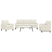 sofasæt 3 dele med hynder velour cremefarvet