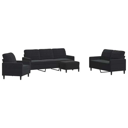 sofasæt 4 dele med hynder velour sort