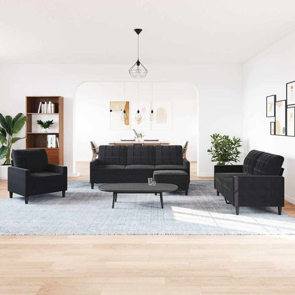 sofasæt 4 dele med hynder velour sort