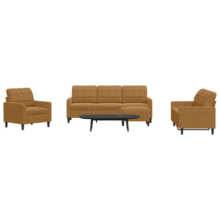 sofasæt 4 dele med hynder velour brun
