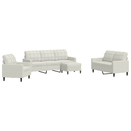 sofasæt 4 dele med hynder velour cremefarvet