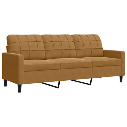 sofasæt 3 dele med hynder og bolsterpuder velour brun