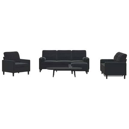 sofasæt 4 dele med hynder og bolsterpuder velour sort