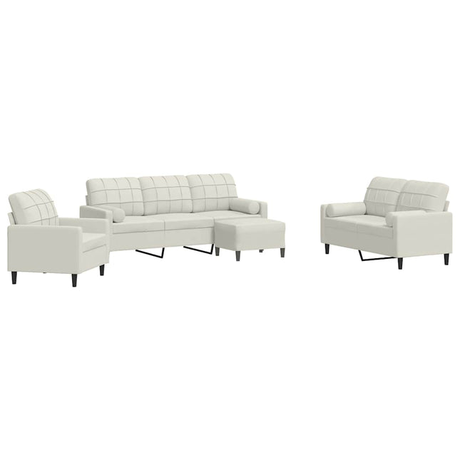 sofasæt 4 dele med hynder og bolsterpuder velour cremefarvet